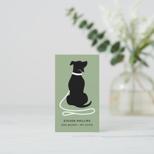 Modern Silhouette Dog Walker Dog Sitter Visitekaartje (Staand voorkant)