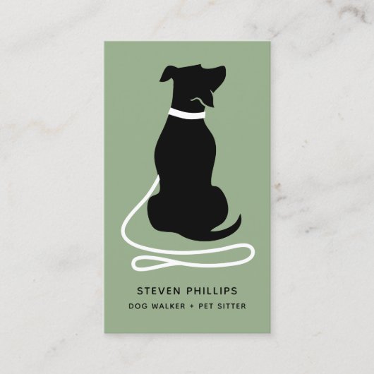 Modern Silhouette Dog Walker Dog Sitter Visitekaartje (Voorkant)