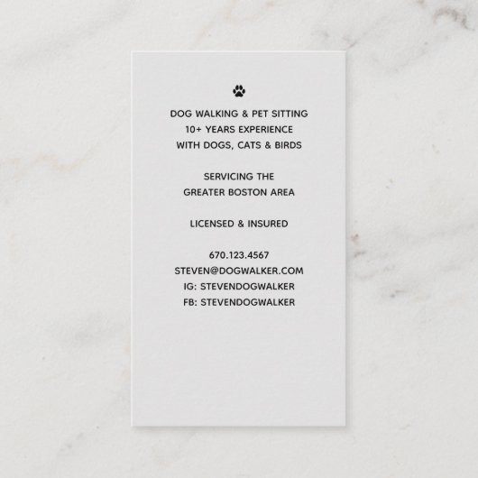 Modern Silhouette Dog Walking Dog Sitting Visitekaartje (Achterkant)