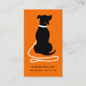 Modern Silhouette Dog Walking Dog Sitting Visitekaartje (Voorkant)