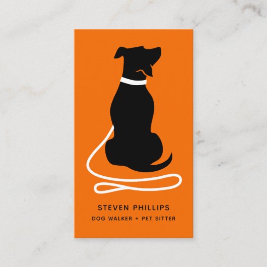 Modern Silhouette Dog Walking Dog Sitting Visitekaartje (Voorkant)