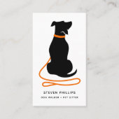 Modern Silhouette Dog Walking Dog Sitting Visitekaartje (Voorkant)