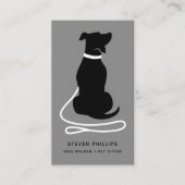 Modern Silhouette Dog Walking Dog Sitting Visitekaartje (Voorkant)