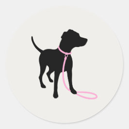 Modern Silhouette Honden Uitlaten Logo Klassiek Ronde Sticker