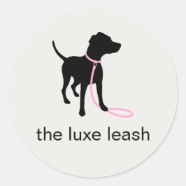 Modern Silhouette Honden Uitlaten Logo met Tekst Ronde Sticker