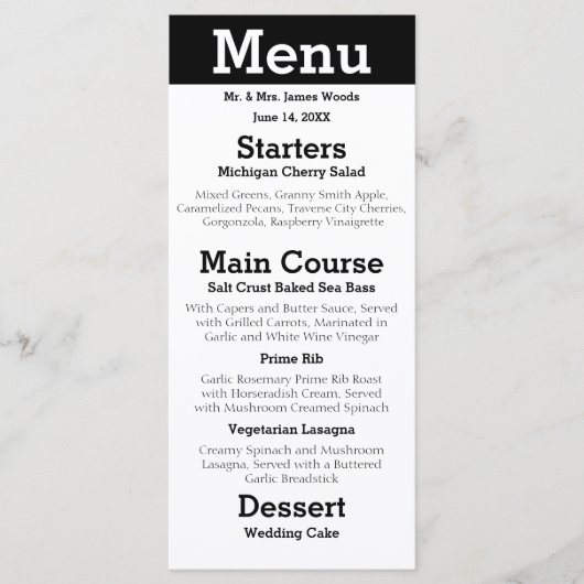 Modern Silhouette Koppel - Ontvangst Menu (Voorkant)