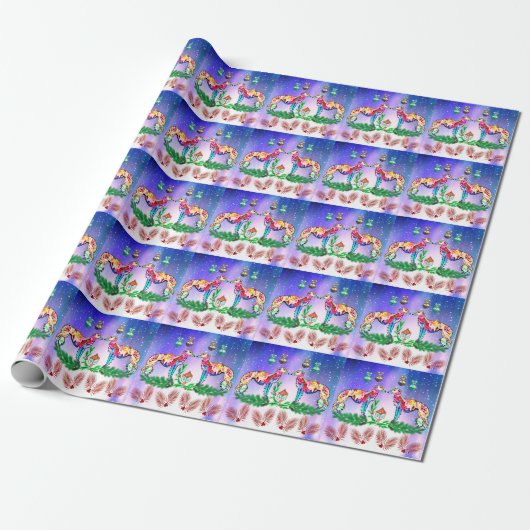 Modern Silken Windhound Wrapping Paper Cadeaupapier (Uitgerold)