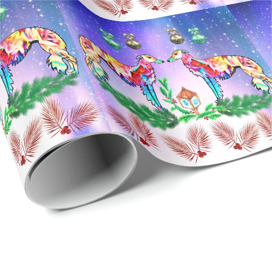 Modern Silken Windhound Wrapping Paper Cadeaupapier (Rol Hoek)