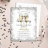 Modern Silver 25th Wedding Anniversary Uitnodiging Briefkaart