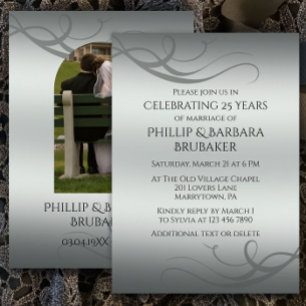 Modern Silver 25th Wedding Jubileum Arch Foto Kaart