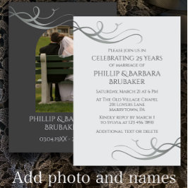 Modern Silver 25th Wedding Jubileum Arch Foto Kaart