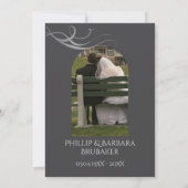 Modern Silver 25th Wedding Jubileum Arch Foto Kaart (Achterkant)