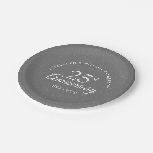 Modern Silver 25th Wedding Jubileum Confetti Papieren Bordje (Gekanteld)