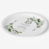 Modern Silver 25th Wedding Jubileum Greenery Papieren Bordje (Gekanteld)
