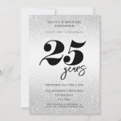 Modern Silver 25th Wedding Jubileum Kaart (Voorkant)