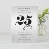 Modern Silver 25th Wedding Jubileum Kaart (Staand voorkant)