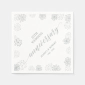 Modern Silver 25th Wedding Jubileum Party Napki Servet (Voorkant)