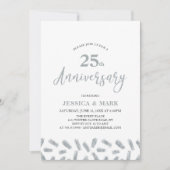 Modern Silver 25th Wedding Jubileum Uitnodiging (Voorkant)