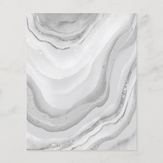 Modern Silver 40th Birthday Waterverf Glitter Flyer (Achterkant)