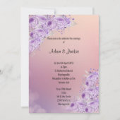 Modern Silver Abrito Lila floral WEDDING Kaart (Voorkant)