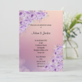 Modern Silver Abrito Lila floral WEDDING Kaart (Staand voorkant)