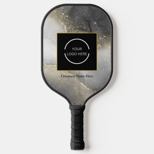 Modern Silver and Gold Company Name & Logo Pickleball Paddle (Voorkant)
