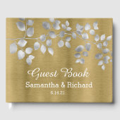Modern Silver and Gold Floral Wedding Guest Book Gastenboek (Voorkant)