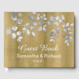 Modern Silver and Gold Floral Wedding Guest Book Gastenboek
