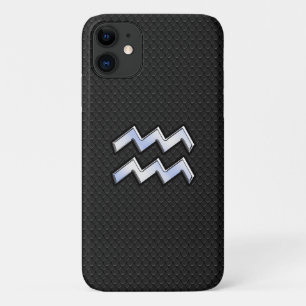 Modern Silver Aquarius Zodiac Sign on Snake Case-Mate iPhone Case