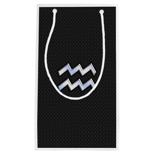 Modern Silver Aquarius Zodiac Sign on Snake Klein Cadeauzakje (Voorkant)