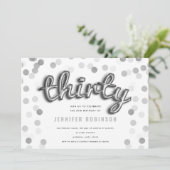 Modern Silver Balloons Glitter Dertigste verjaarda Kaart (Staand voorkant)