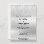 Modern Silver Birthday-uitnodiging Kaart (Voorkant)