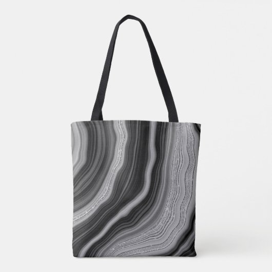 Modern Silver Black Agate Crystal Personaliseer na Tote Bag (Achterkant)
