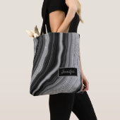 Modern Silver Black Agate Crystal Personaliseer na Tote Bag (Dichtbij)