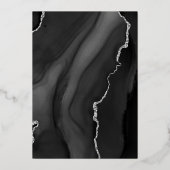 Modern Silver Black Agate Wedding Folie Uitnodiging (Achterkant)