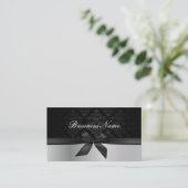 Modern Silver & Black Damask Makeup Artist Visitekaartje (Staand voorkant)