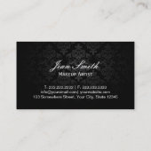 Modern Silver & Black Damask Makeup Artist Visitekaartje (Achterkant)