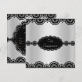MODERN SILVER BLACK ENGAGEMENT ARTIJ INVITATION KAART (Voorkant / Achterkant)