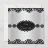 MODERN SILVER BLACK ENGAGEMENT ARTIJ INVITATION KAART (Voorkant)