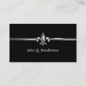 Modern Silver Black Fleur de Lis Visitekaartje (Achterkant)