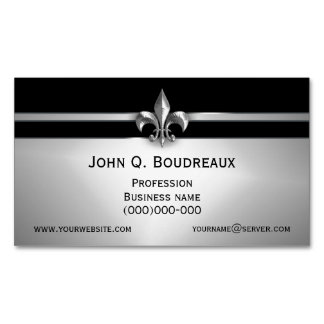 Modern Silver Black Fleur de Lis Visitekaartje Magneet