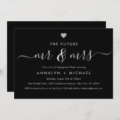 Modern Silver Black Future Mr. en Mrs. Verloving Kaart (Voorkant / Achterkant)