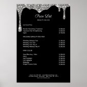 Modern Silver Black Glitter Preishear Poster (Voorkant)