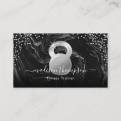 Modern Silver Black Kettlebell Fitness Visitekaartje (Voorkant)