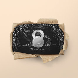 Modern Silver Black Kettlebell Fitness Visitekaartje