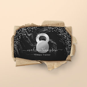 Modern Silver Black Kettlebell Fitness Visitekaartje