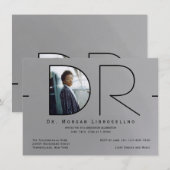 Modern Silver Black Photo DR-Afstuderen Kaart (Voorkant / Achterkant)