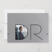 Modern Silver Black Photo DR-Afstuderen Kaart (Achterkant)