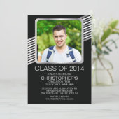 Modern Silver Black Photo Graduparty nodigt uit Kaart (Staand voorkant)