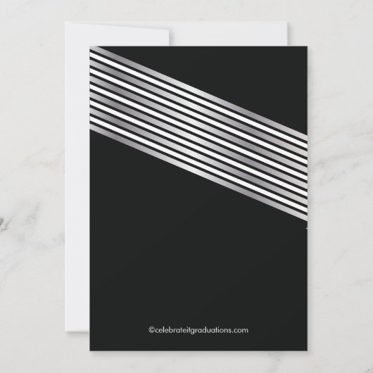 Modern Silver Black Photo Graduparty nodigt uit Kaart (Achterkant)